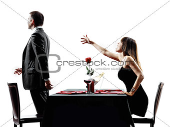 couples lovers dating dinner  dispute separation