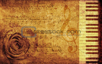 Music background with rose