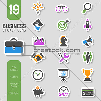 Business Strategy Icon Sticker Set
