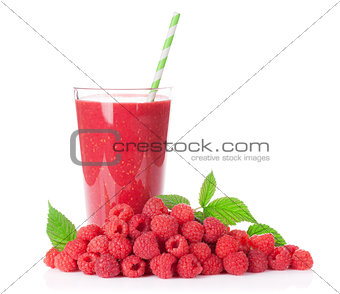 Raspberry smoothie and heap of berries