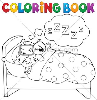 Coloring book sleeping child theme 1