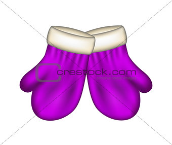 Winter mittens in purple design