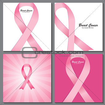 Breast Cancer Awareness Pink Ribbon Background Collection Set Ve