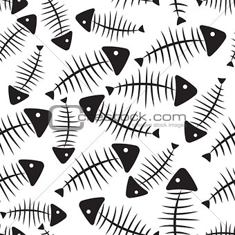 Fish Bone Seamless Pattern Background Vector Illustration