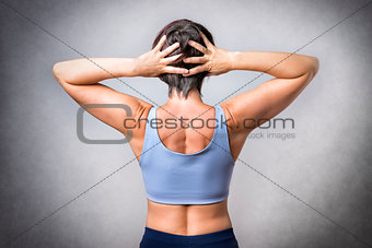 Middle aged woman doing stretching