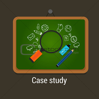case study studies icon flat laptop magnifier