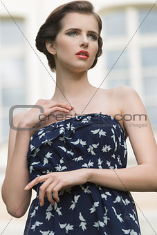 Brunette with summer dress 