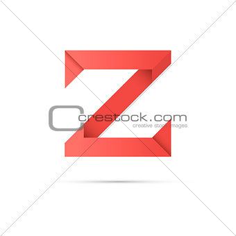 Letter Z colored paper origami