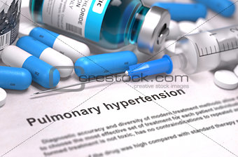 Diagnosis - Pulmonary Hypertension. Medical Concept. 3D Render.