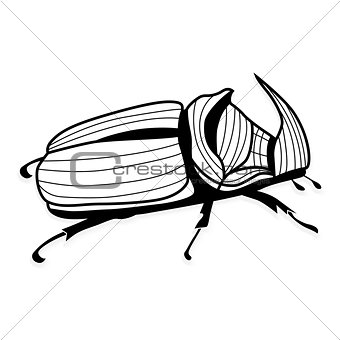 Rhinoceros beetle vector tattoo or for T-shirts