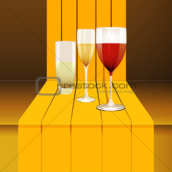 wine glasses on 3D step