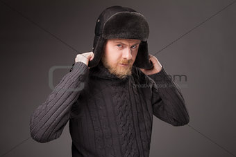 lumberjack in Russian hat