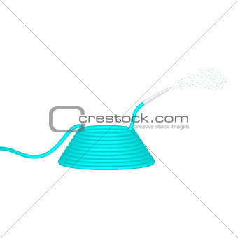 Garden hose in turquoise design squirts water