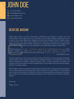 Simplistic cover letter cv resume template design in dark blue