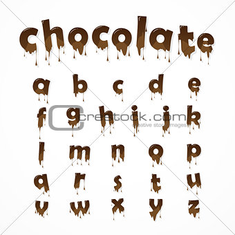 Melted chocolate alphabet
