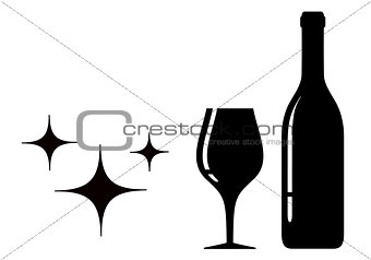 bottle and glass black silhouette