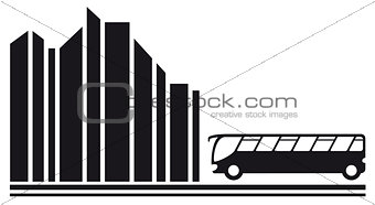 bus in city black silhouette