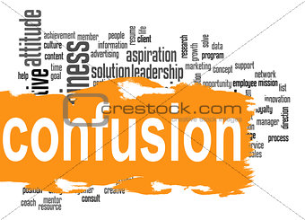Confusion word cloud with yellow banner