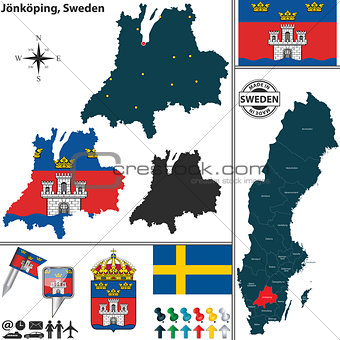 Map of Jonkoping, Sweden