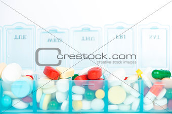 Medicine in weekly pill box