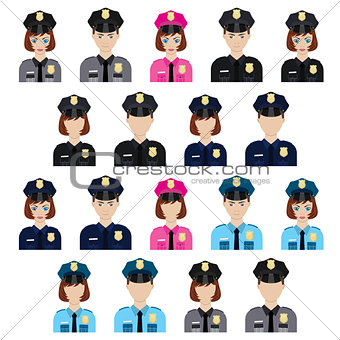 Set of policemen icons.