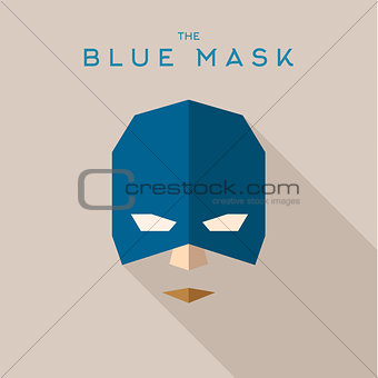 Blue mask, superhero into flat style