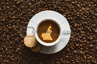 Still life - coffee with map of Cameroon