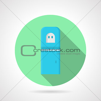 Blue water cooler green round vector icon
