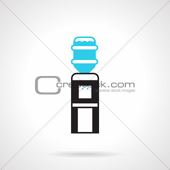 Black water dispenser flat vector icon