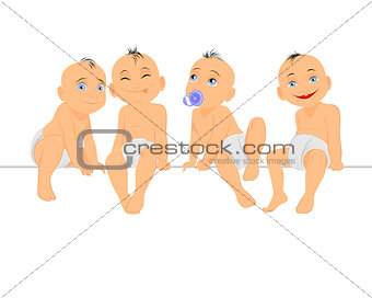 Babies sitting on banner