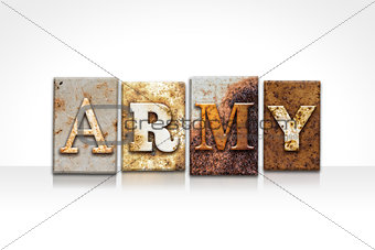Army Letterpress Concept Isolated on White
