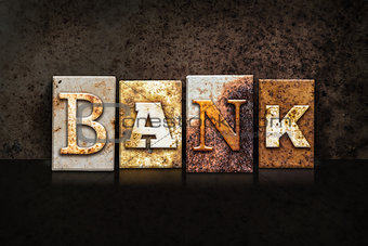 Bank Letterpress Concept on Dark Background