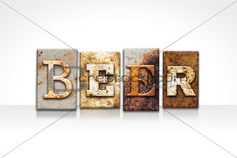 Beer Letterpress Concept Isolated on White