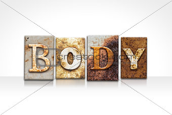 Body Letterpress Concept Isolated on White