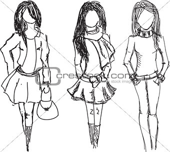 Drawn fashion girls