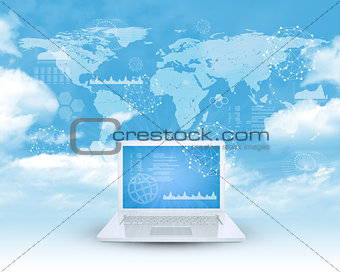 Laptop in cloud sky