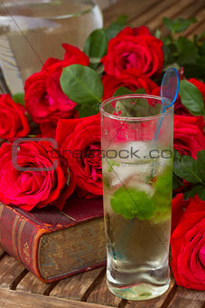old book with roses