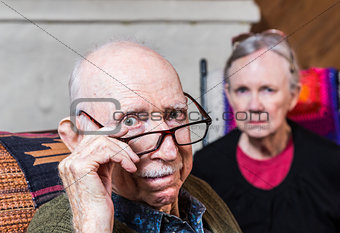 Concerned Elderly Couple