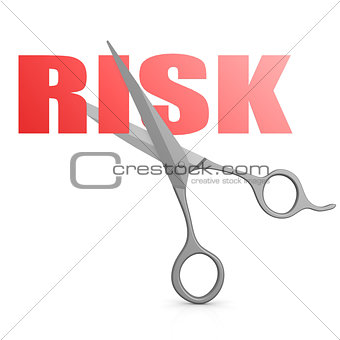 Cut red risk word with scissor