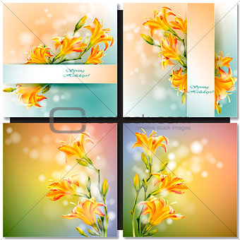 Abstract flowers card