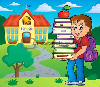 Boy holding books theme image 2