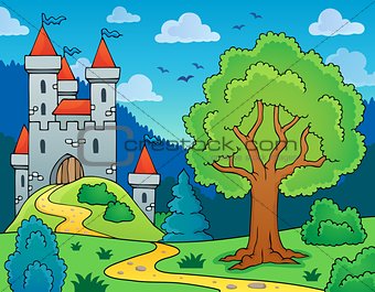 Castle and tree theme image