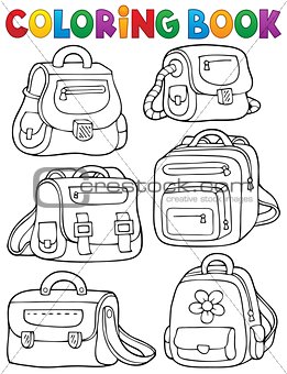 Coloring book school bags theme 1