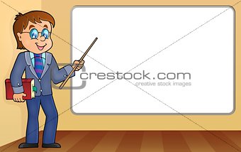 Man teacher standing by whiteboard