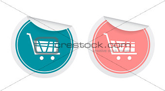 Shopping cart signs in sticker style