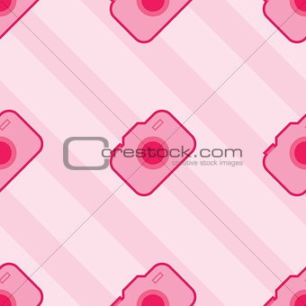 Seamless Pink Toy Camera Pattern