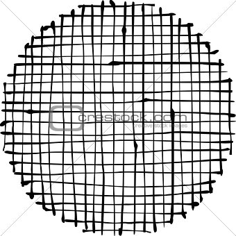 circular liquid black stripe grid pattern over white