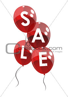 Color Glossy Balloons Sale Concept of Discount. Vector Illustration