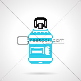 Water bottle with label flat vector icon