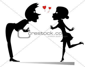 Two lovers silhouette